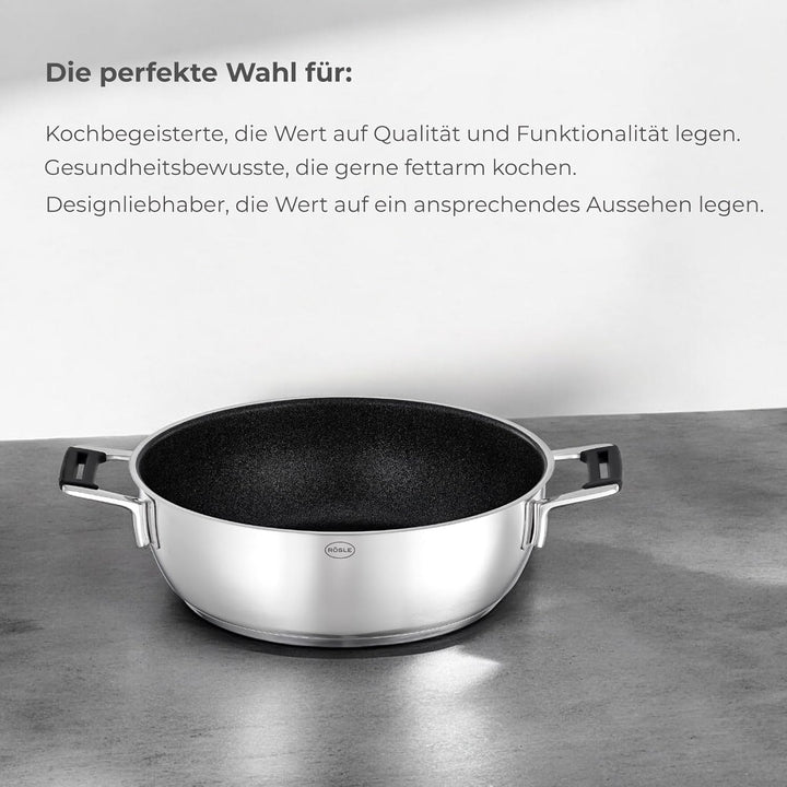 RÖSLE SILENCE PRO ProResist Servierpfanne, Antihaft & Robust - Ø 28 cm, Hitzebeständig bis 160 °C, K
