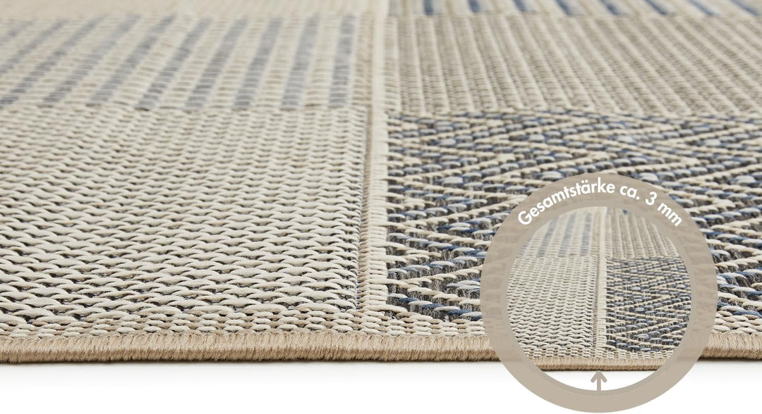 andiamo In- & Outdoor Teppich wetterfest und wasserdurchlässig Flachgewebe Kurzfloor 120 x 170 cm Be