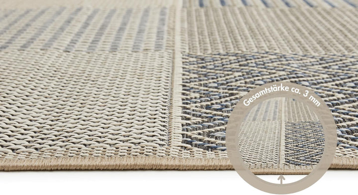 andiamo In- & Outdoor Teppich wetterfest und wasserdurchlässig Flachgewebe Kurzfloor 120 x 170 cm Be