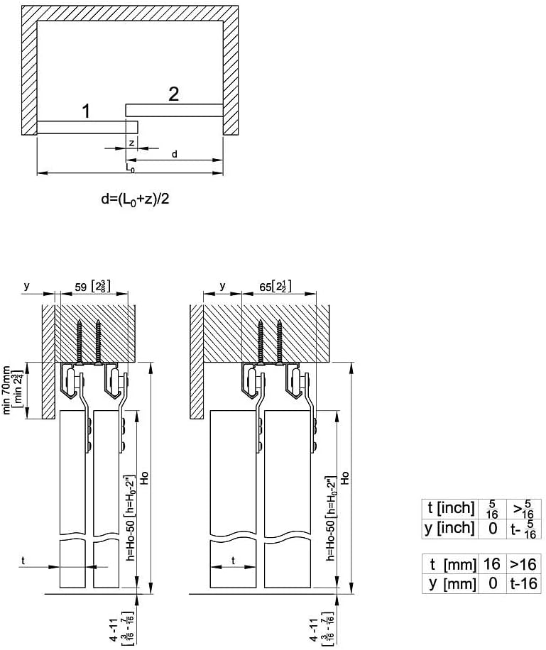 Schiebetürbeschlag SLID'UP 110, Laufschiene 150 cm, 2 Türen bis je 45 kg, für Schranktüren, Kleiders