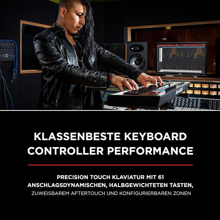 M-Audio Oxygen Pro 61 + SP-2 - USB MIDI Controller mit anschlagdynamischen 61 Tasten, 16 anschlagdyn