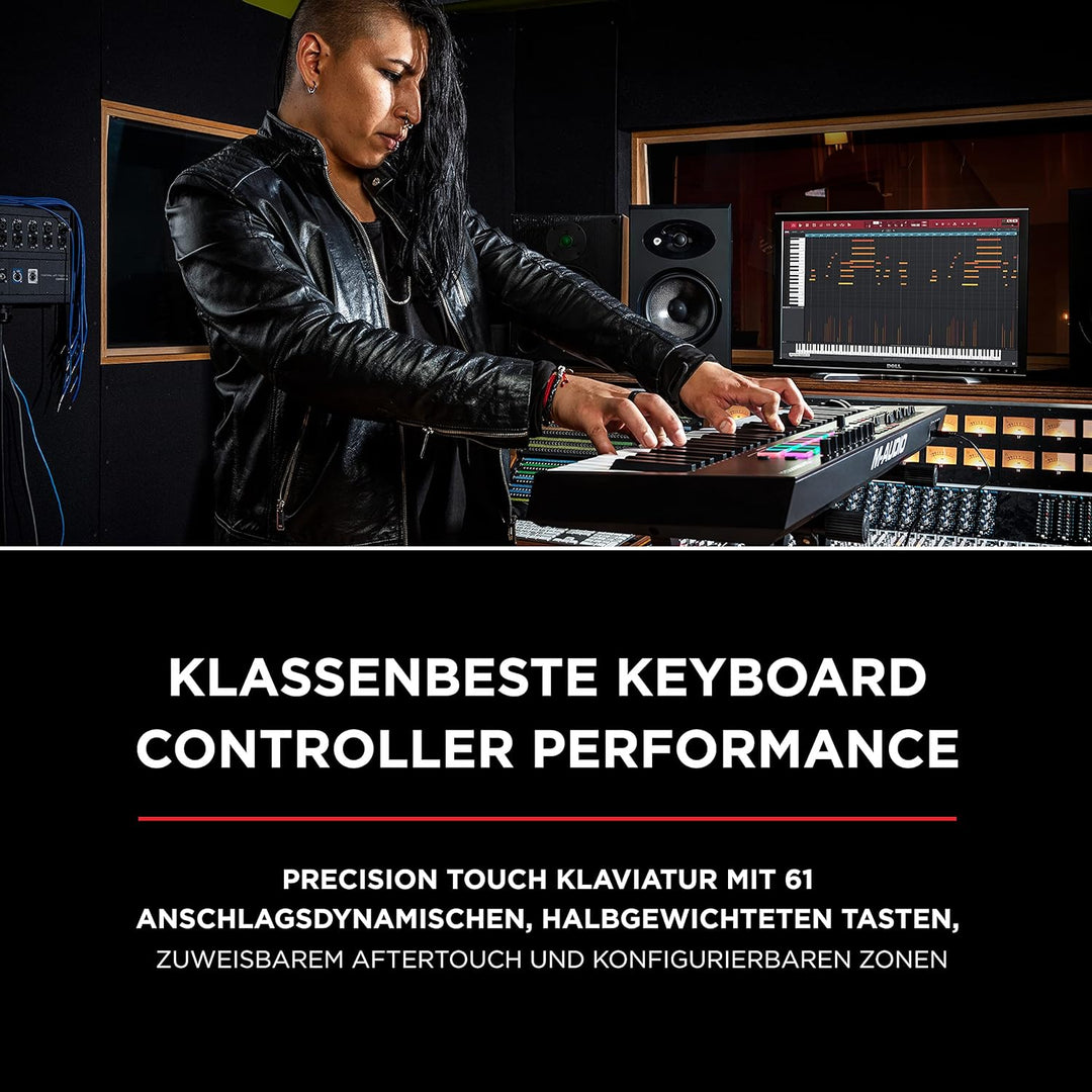 M-Audio Oxygen Pro 61 + SP-2 - USB MIDI Controller mit anschlagdynamischen 61 Tasten, 16 anschlagdyn