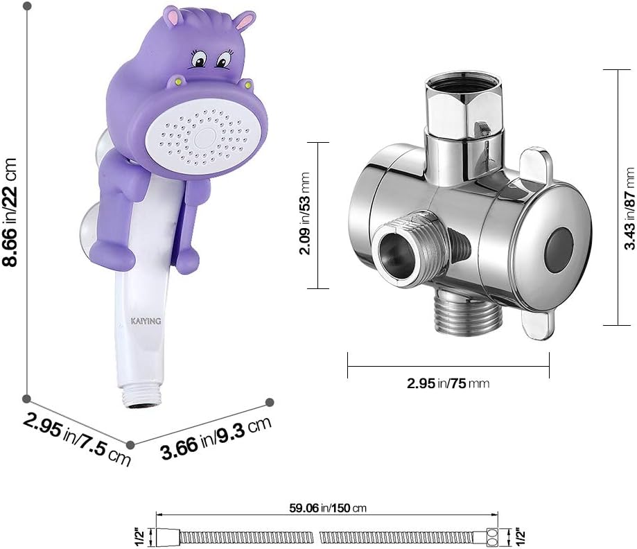 KAIYING Nilpferd Kinderdusche, Handduschkopf für Kleinkinder, Baby Duschaufsatz, Duschköpfe Badezube