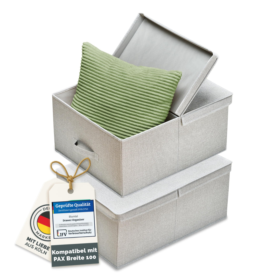 Blumtal Organizer Ordnungssystem 2er Set gross mit Deckel Kompatibel mit IKEA PAX Breite Kommode - S