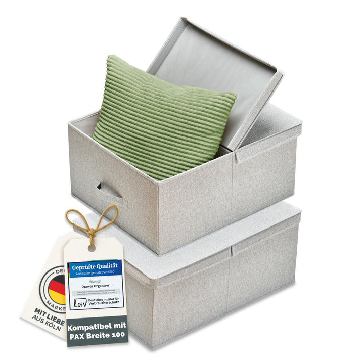 Blumtal Organizer Ordnungssystem 2er Set gross mit Deckel Kompatibel mit IKEA PAX Breite Kommode - S