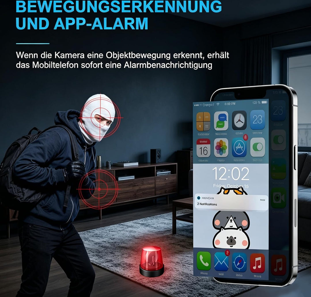 AOBOCAM Mini Kamera WLAN 1080P mit Cloud-Speicher – 150° Weitwinkel, kabellose Innenkamera mit Beweg