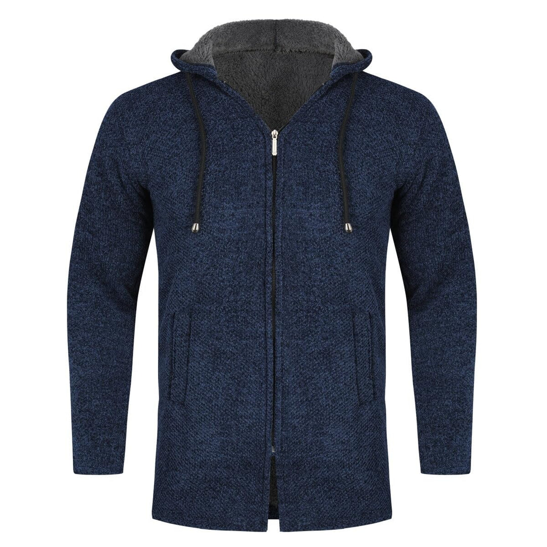 Allthemen Herren Strickjacke mit Kapuze Lang Gefüttert Cardigan Grobstrick Kapuzenjacke Kapuzenpullo