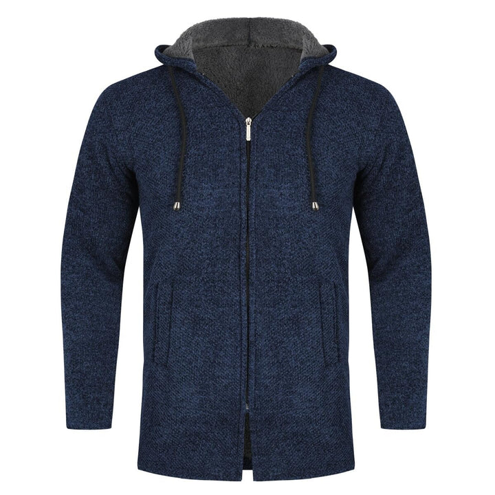 Allthemen Herren Strickjacke mit Kapuze Lang Gefüttert Cardigan Grobstrick Kapuzenjacke Kapuzenpullo