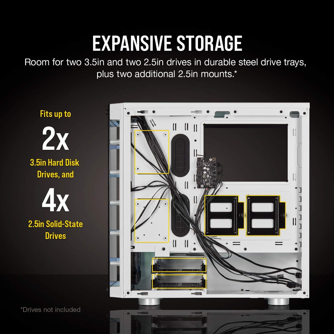 Corsair iCUE 465X RGB Mid-Tower ATX Smartes Gehäuse (Seiten und Frontscheibe aus gehärtetem Glas, 3