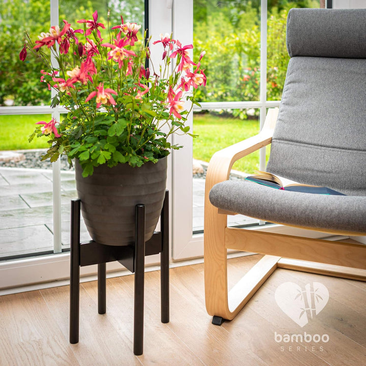 Rubberneck 2er Set Bambus Pflanzenständer - Verstellbare Blumentopfständer aus Bambusholz für den In