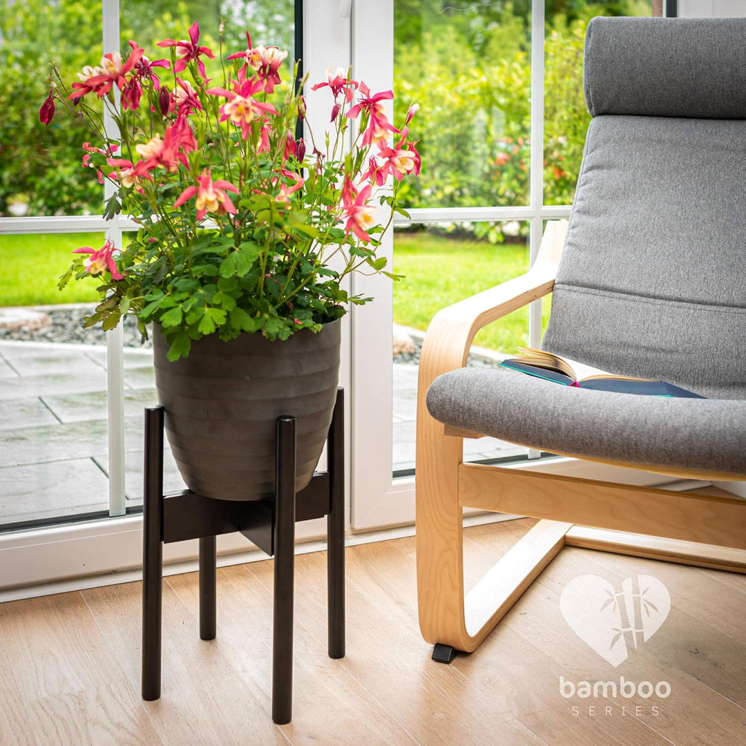 Rubberneck 2er Set Bambus Pflanzenständer - Verstellbare Blumentopfständer aus Bambusholz für den In