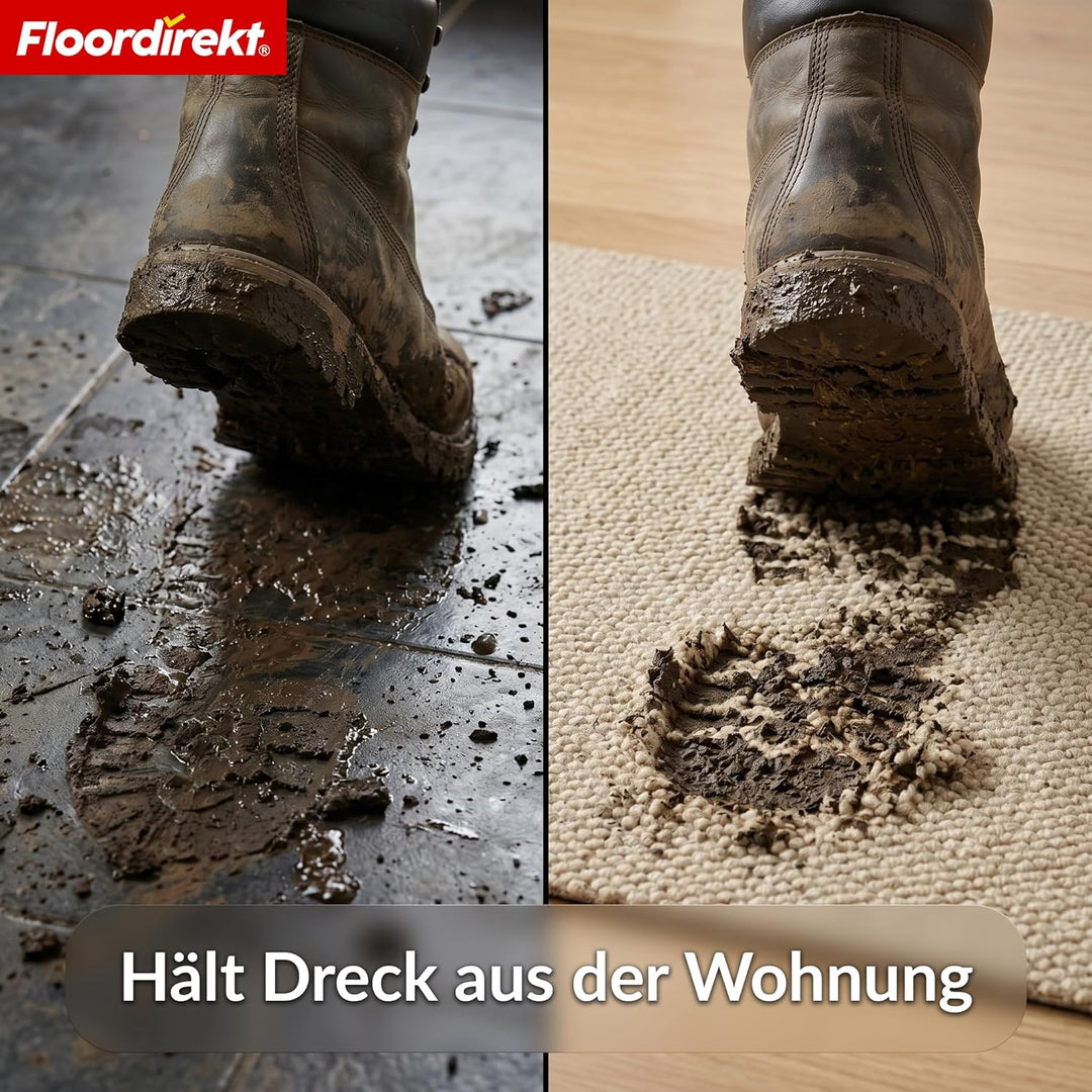 Floordirekt Schmutzfangmatte Beige 80x750cm Hong Kong Pro – rutschfeste Sauberlaufmatte mit TPE-Rück