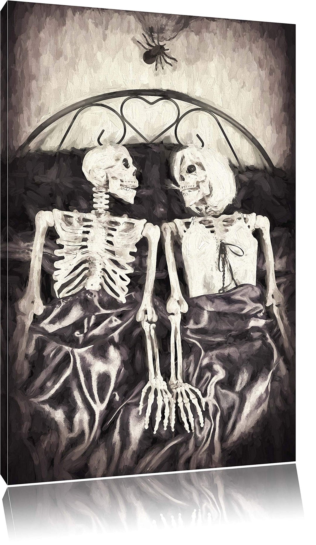 Horror Paar Pinsel Effekt, Format: 100x70 auf Leinwand, XXL riesige Bilder fertig gerahmt mit Keilra