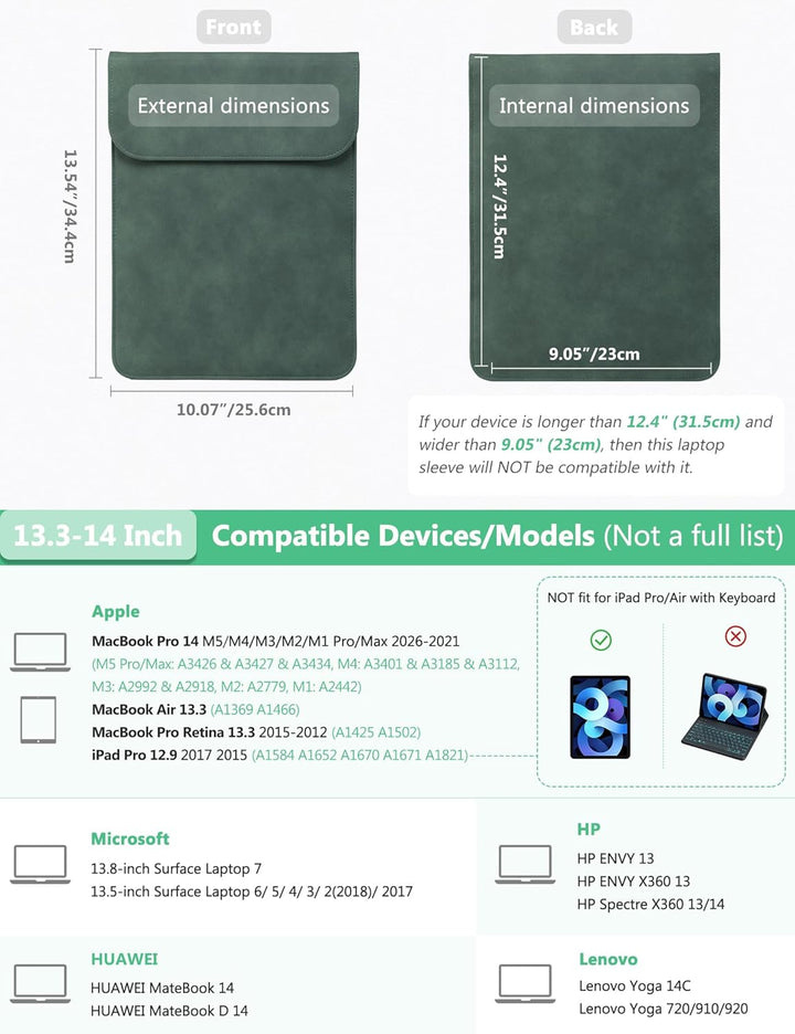 HYZUO 13,3-14 Zoll Laptop Hülle Tasche Laptophülle für MacBook Pro 14 M3/M2/M1 A2992 A2918 A2779 A24