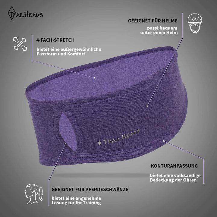 TrailHeads Haarband Damen mit Pferdeschwanz-Öffnung - Feuchtigkeitstransportierendes Stirnband Damen