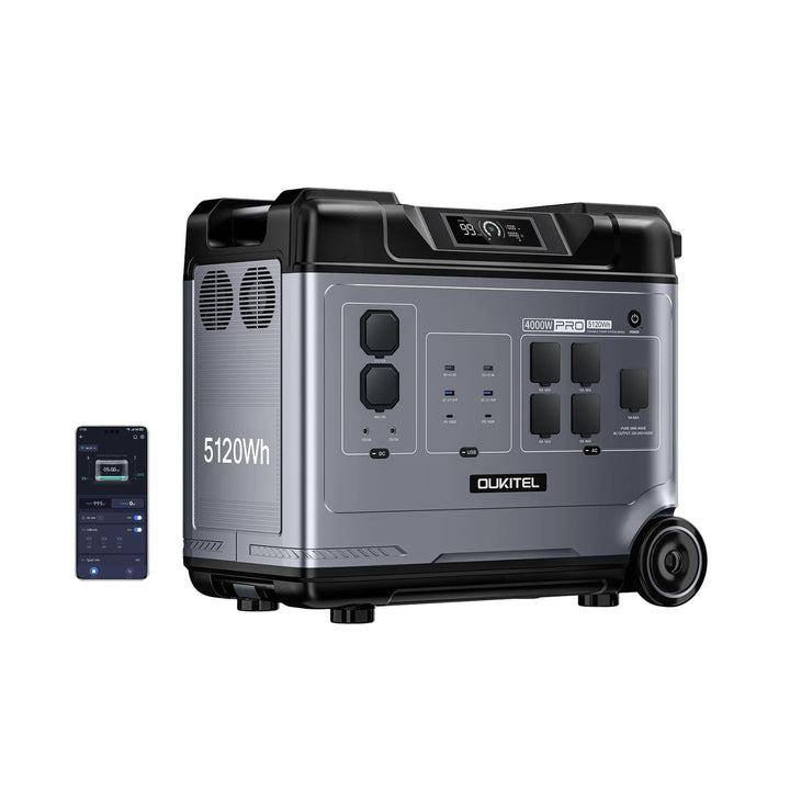 OUKITEL P5000 Pro 5120Wh Grosse Kapazität Tragbare Powerstation, 5×4000W AC-Steckdosen (8000W Spitze
