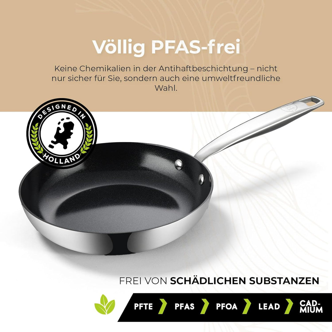 Be Living Edelstahl Pfannenset 2-teilig, Bratpfanne 24 & 28 cm, Non Stick Keramik Antihaftbeschichtu