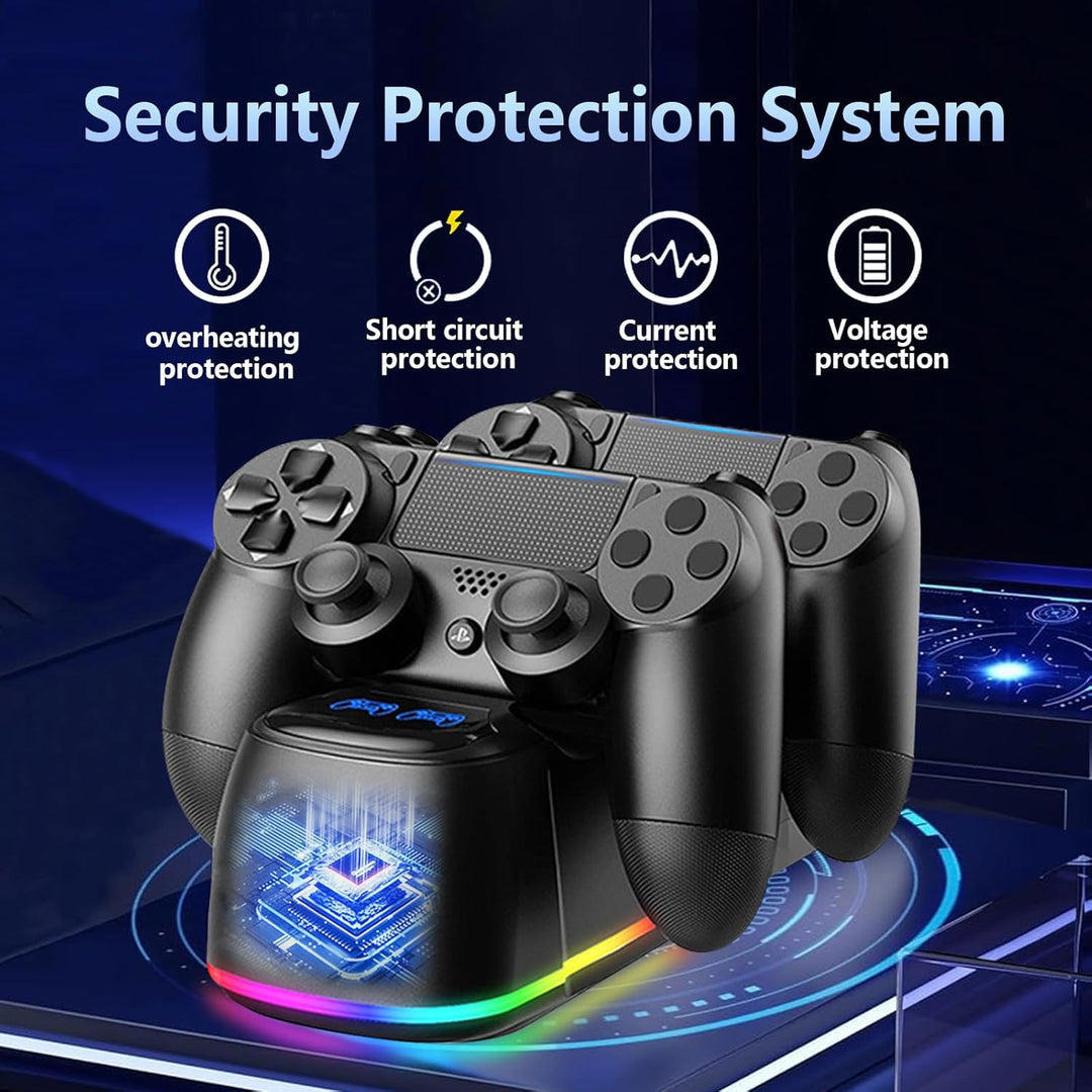 Controller Ladestation für PS4,Controller Ladestation für PS4 mit RGB Lichteffekt, Dual Controller G