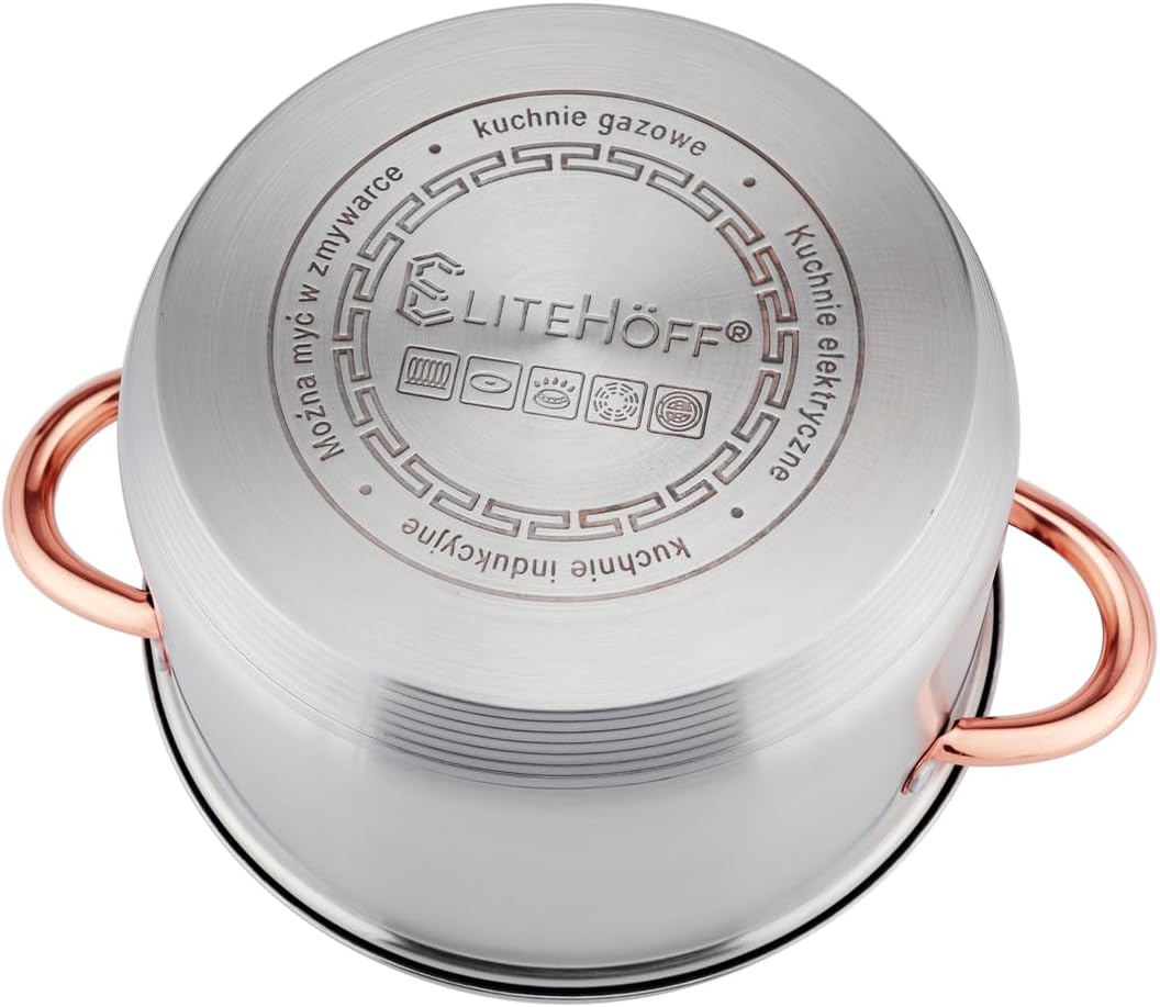 EliteHoff Topfset Induktion, Kochtopf Set mit Glasdeckel, 7-lagiger Edelstahl Topf- &amp; Pfannensets mi