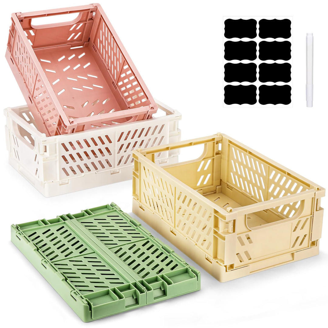 Royouzi Klappbox, 4 Stück Klappkiste Aufbewahrungskorb (25×16.5×10CM) Körbe Aufbewahrungskiste, Stap