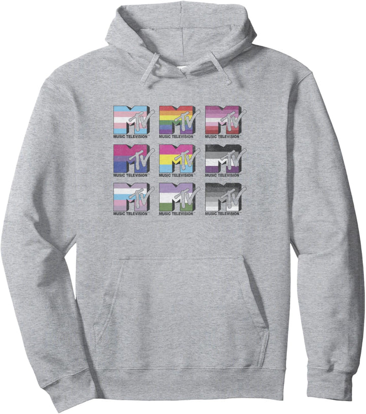 MTV Music Television Pride Flag Logos Pullover Hoodie