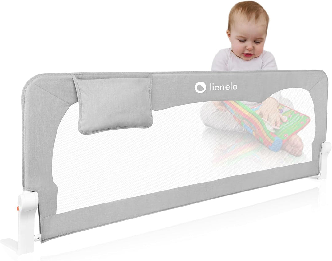 lionelo Hanna Bettschutzgitter 150L x 66H cm, extra hoch, universal, Sicherheitsbettbarriere für Kle