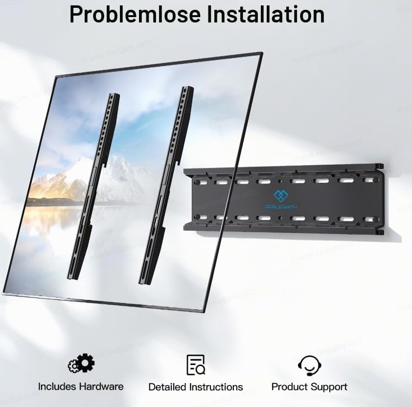PERLESMITH TV Wandhalterung, TV Halterung Ultraslim Universal für 26-75 Zoll Flach &amp; Curved Fernsehe