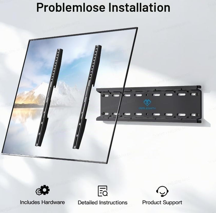 PERLESMITH TV Wandhalterung, TV Halterung Ultraslim Universal für 26-75 Zoll Flach &amp; Curved Fernsehe