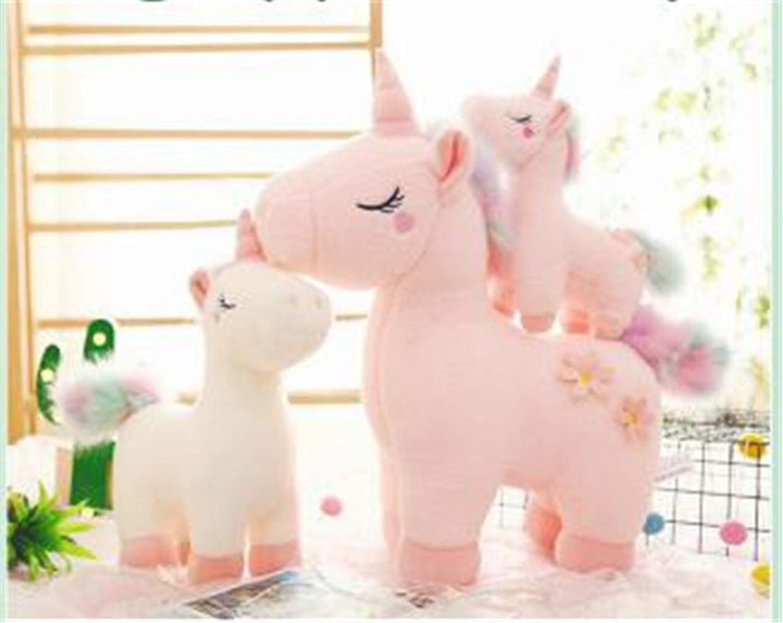 RAILONCH Plüsch Regenbogen Einhorn, Stofftier Plüschtier Kuscheltier Süss Teenager Herz Puppe Gesche
