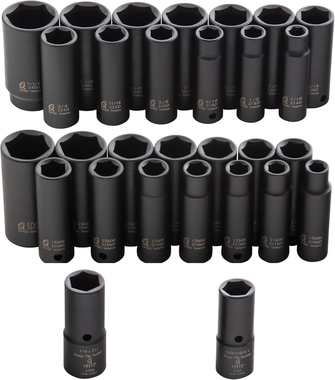 Sunex 5153DD 1/2 Antrieb Fraktionierte Metrisches Tief Master Impact Socket Set, 29 SAE & Metric Mas