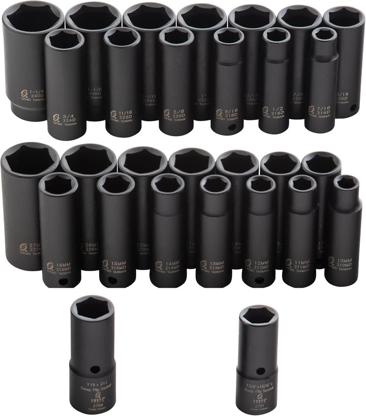 Sunex 5153DD 1/2 Antrieb Fraktionierte Metrisches Tief Master Impact Socket Set, 29 SAE & Metric Mas