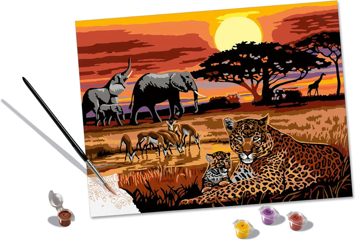 Ravensburger CreArt 23548 - Savannenlandschaft - Malen nach Zahlen Erwachsene, DIY Malset mit Pinsel