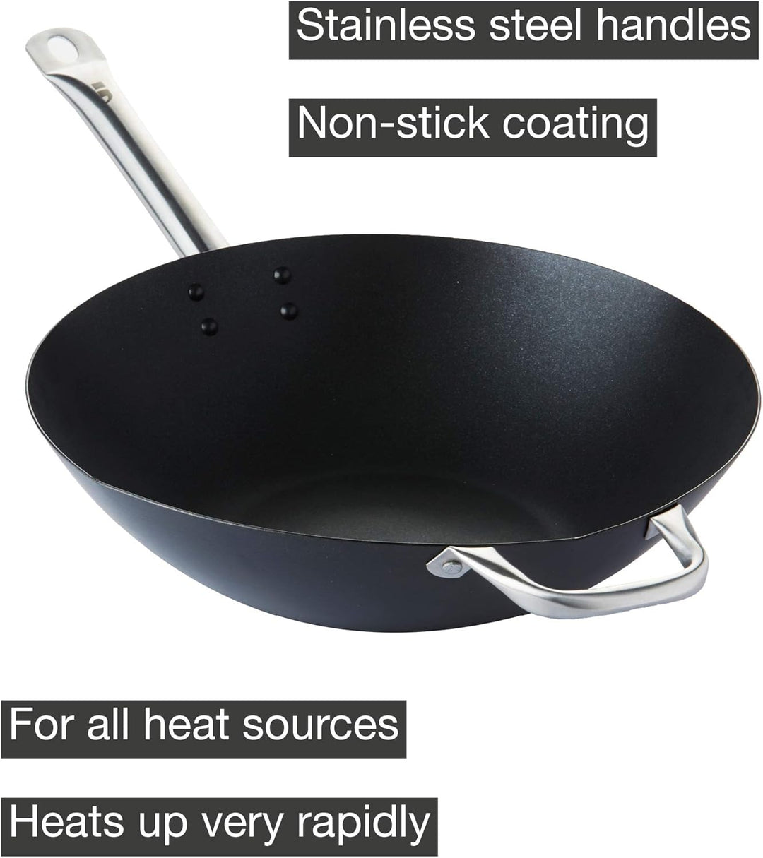 Point-Virgule Wok Pfanne mit Antihaft Beschichtung und Edelstahlgriff für Wok-Grillgerichte zu berei