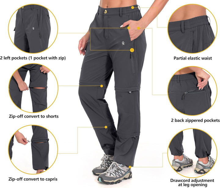 Little Donkey Andy Wanderhose Damen Zip Off Stretch Cabrio Softshellhose Schnell Trocknende mit Reis