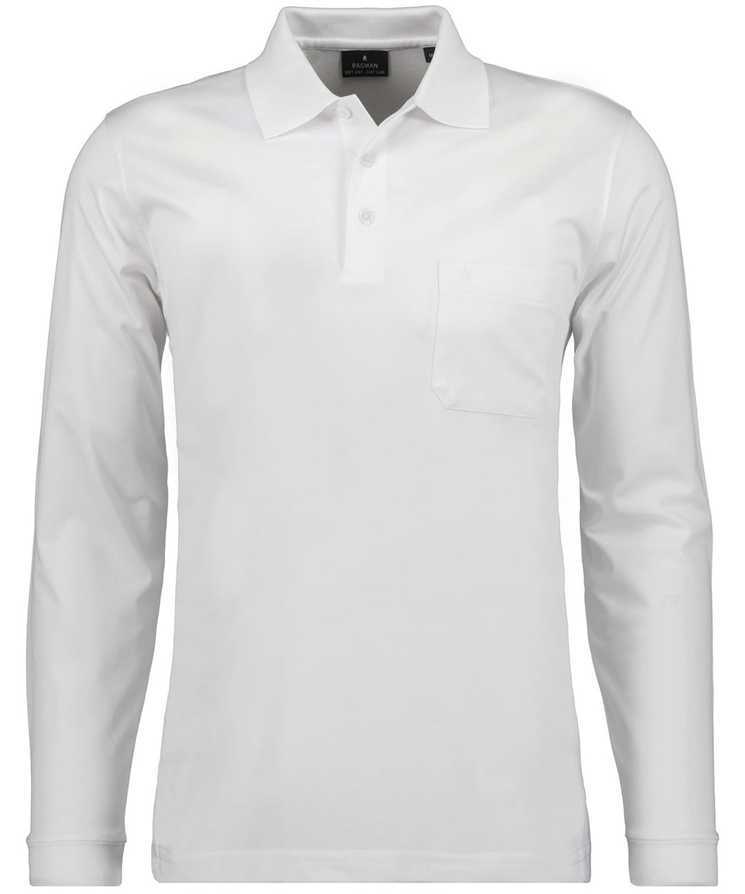 Ragman Herren Polo-Shirt, Basic, Langarm S 006-weiss, S 006-weiss