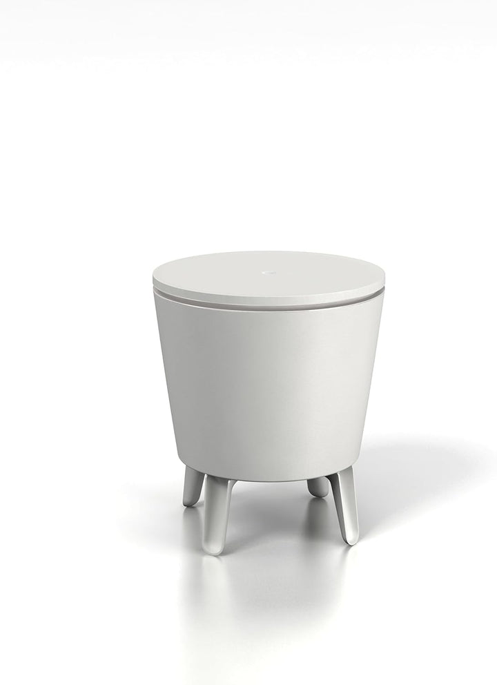 Keter CoolBar Partytisch weiss, inklusive Kühlfach, 49,5 x 49,5 x 57-84,5 cm, ausziehbar, wetterfest