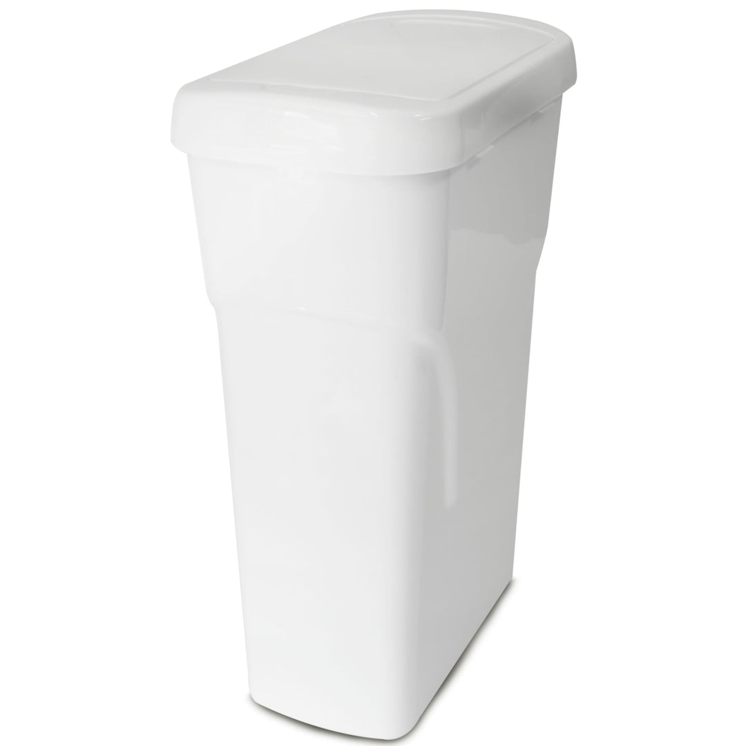 Hummelladen 25 Liter Mülltonne Weiss Recyclingtonne 21x36x52cm mit abnehmbarem Druckdeckel - Schmal