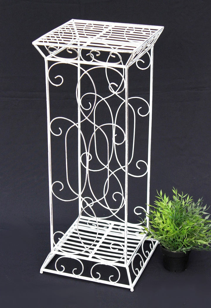 DanDiBo Blumenhocker Metall Weiss Eckig 77 cm Blumenständer 20304 Blumensäule