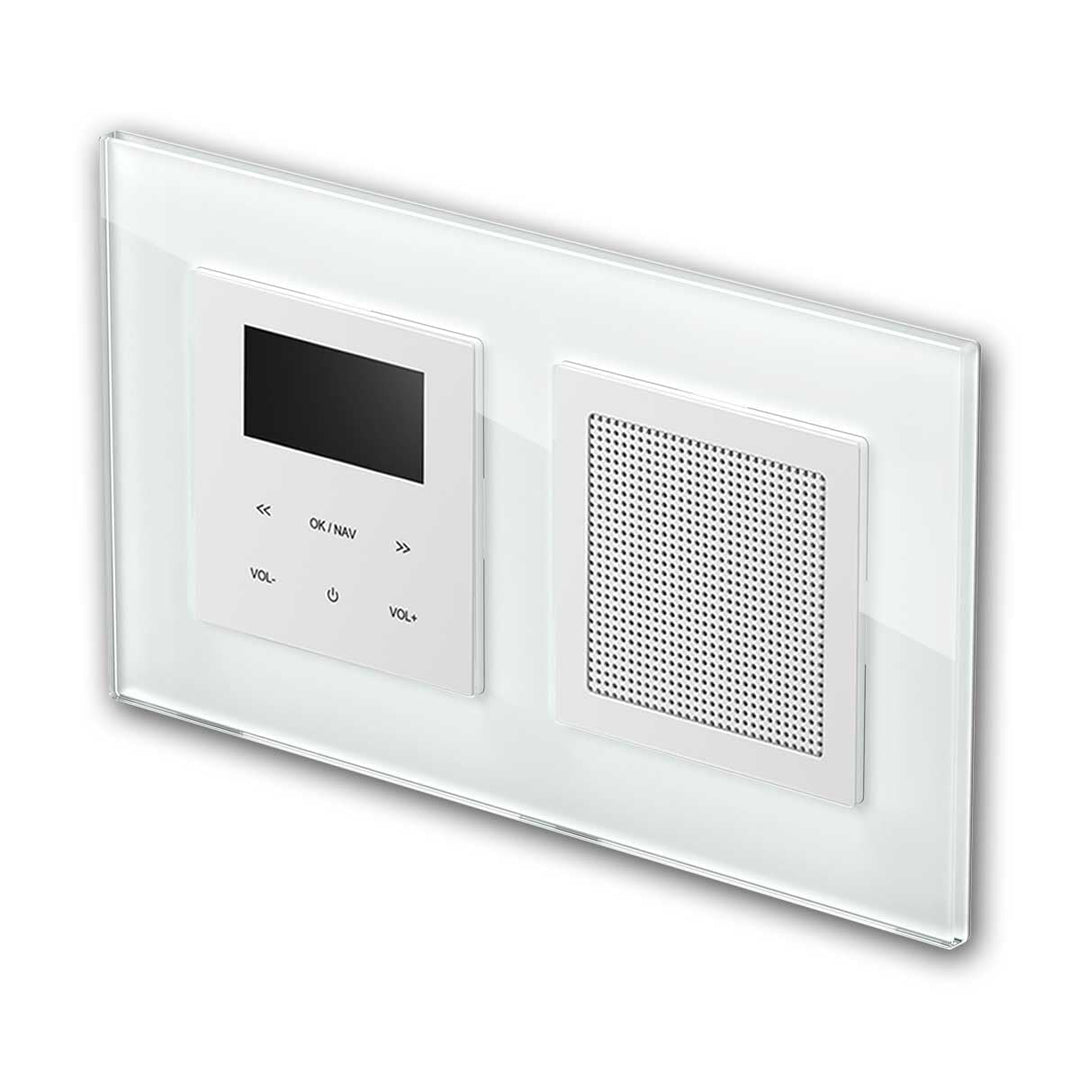 LOGIQ Unterputz Radio mit 2W RMS Lautsprecher, DAB+, UKW und Bluetooth, OLED-Display, Weck- und Slee