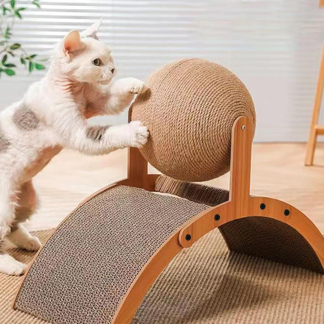 Kratzball Für Katzen | Für Wohnungskatzen Mit Wellpappe Basis - Interaktives Katzenpielzeug Mit Vert