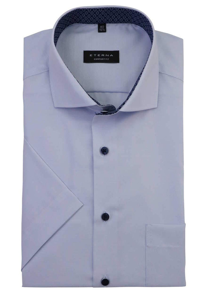 eterna Comfort Fit Hemd Halbarm Haifischkragen Cool Shirt Aqua Grösse 41