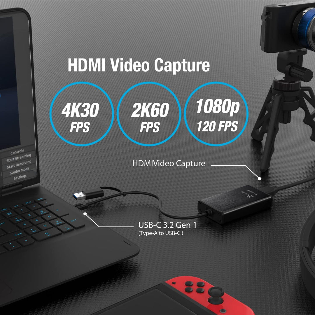 j5create 4K HDMI Video Capture Karte, DSLR Cam Link, Game Capture Adapter für Game Live, Broadcastin