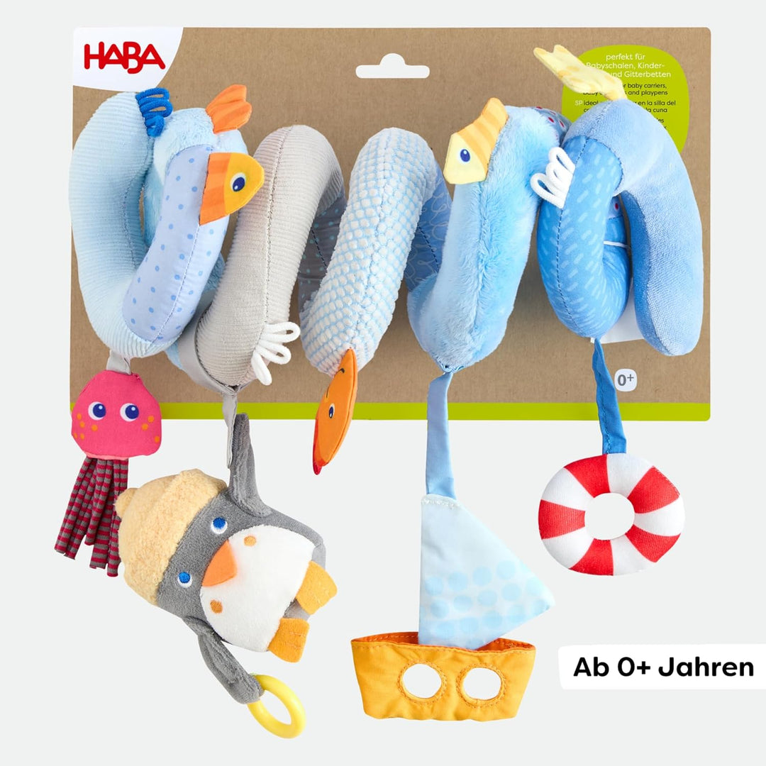 HABA Mobile-Spirale Pinguin – abnehmbare Tier-Figur, Glöckchen und Spiegelfolie, für Kinderwagen und