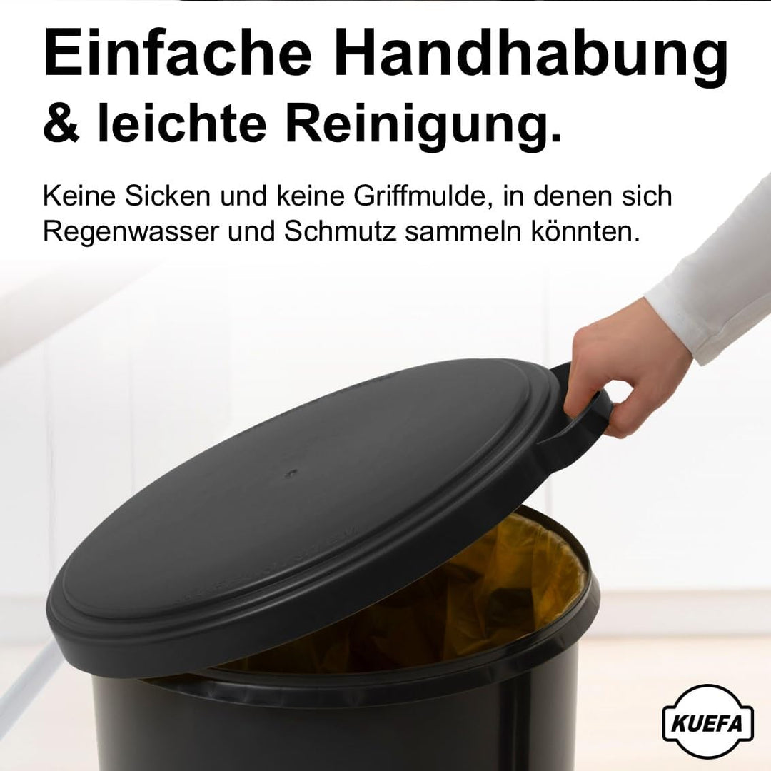 KUEFA 60L Müllsackständer mit flachem Deckel - Gelber Sack Mülleimer (Grau), Grau