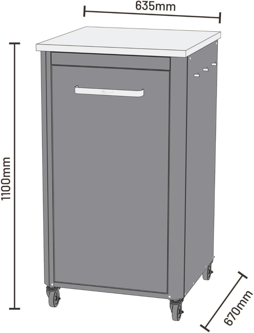 cozze® Outdoor Küche | H110 cm | Edelstahl Arbeitsplatte | Modulares Design | Mit Stauraum & Haken |