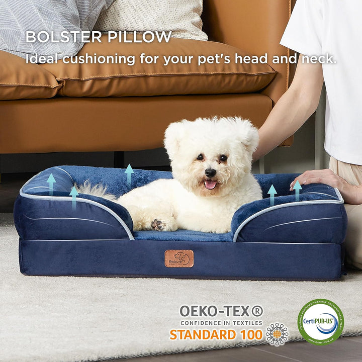 Bedsure orthopädisches Hundebett Ergonomisches Hundesofa - 71x58 cm Hundecouch mit eierförmiger Kist