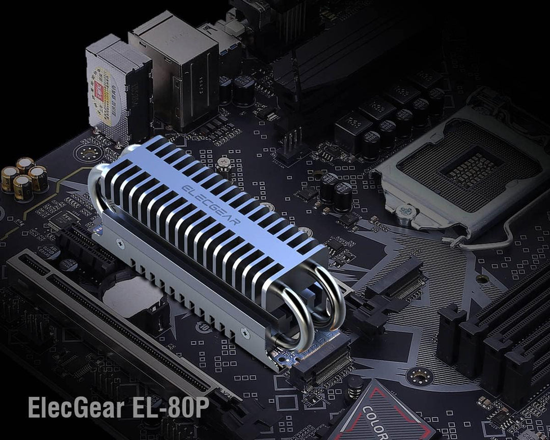 ElecGear EL-80P M.2 2280 SSD Kühlkörper, Heatpipe + Doppeldecker-Kühler aus Aluminium Heatsink für 8