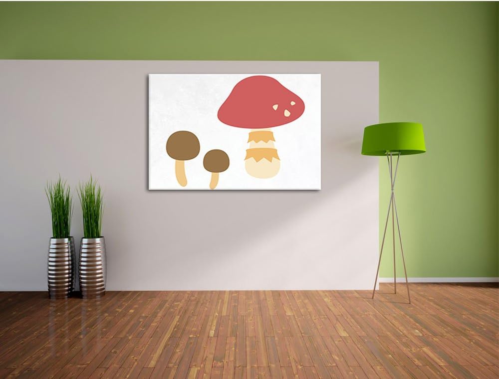 Süsse Pilze weiss, Format: 100x70 auf Leinwand, XXL riesige Bilder fertig gerahmt mit Keilrahmen, Ku