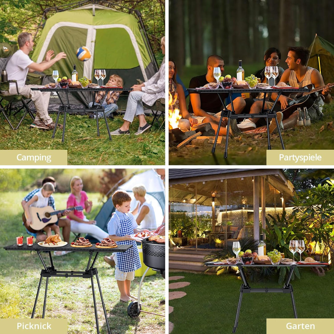 Anbte Campingtisch Klapptisch aus Aluminium 88x40cm(LXB) mit 4 verstellbare Höhen 51/63/67/71cm, Auf