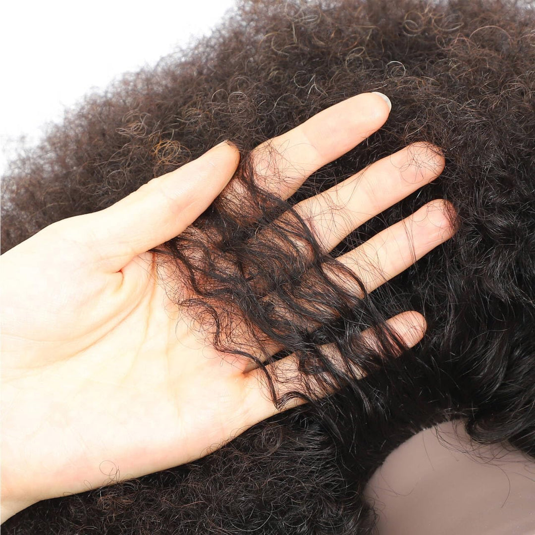 Afro-Mannequin-Kopf aus 100% Echthaar, Friseur-Trainingskopf für Kosmetologie, Puppenkopf (Tischklem